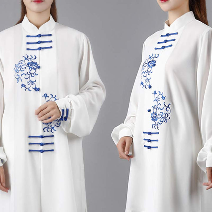 Buddha Stones Flower Embroidery Meditation Prayer Spiritual Zen Tai Chi Qigong Practice Unisex Clothing Set - image 6