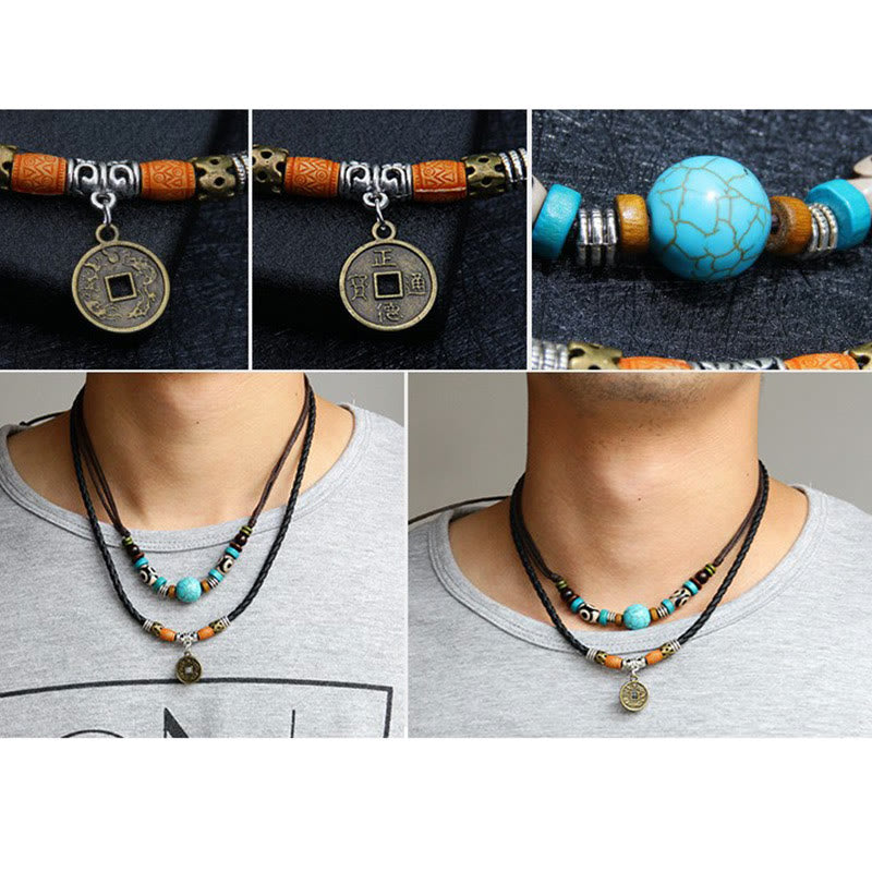 Buddha Stones Turquoise Dzi Bead Protection Necklace - image 7