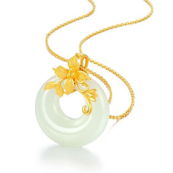 Buddha Stones Tibetan White Jade Calm Necklace - White Jade - image 0