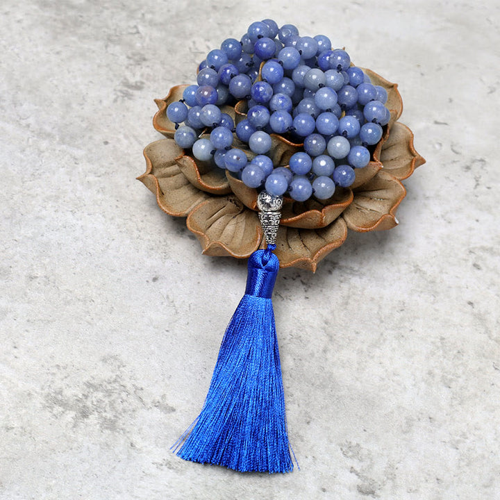 Buddha Stones 108 Mala Blue Aventurine Beads Yoga Meditation Prayer Beads Necklace - image 4