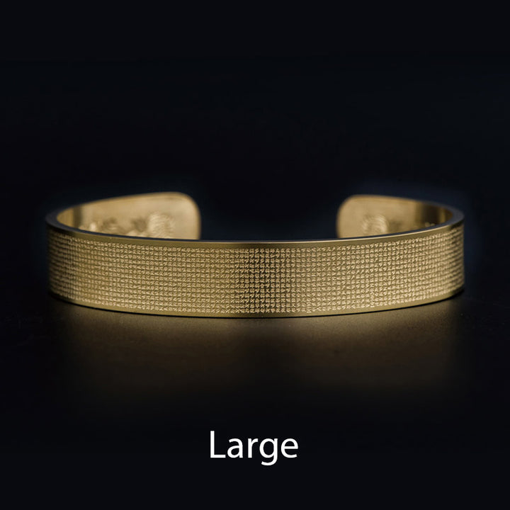 Buddha Stones Shurangama Mantra Engraving Titanium Steel Blessing Bracelet - Gold - Large - image 6