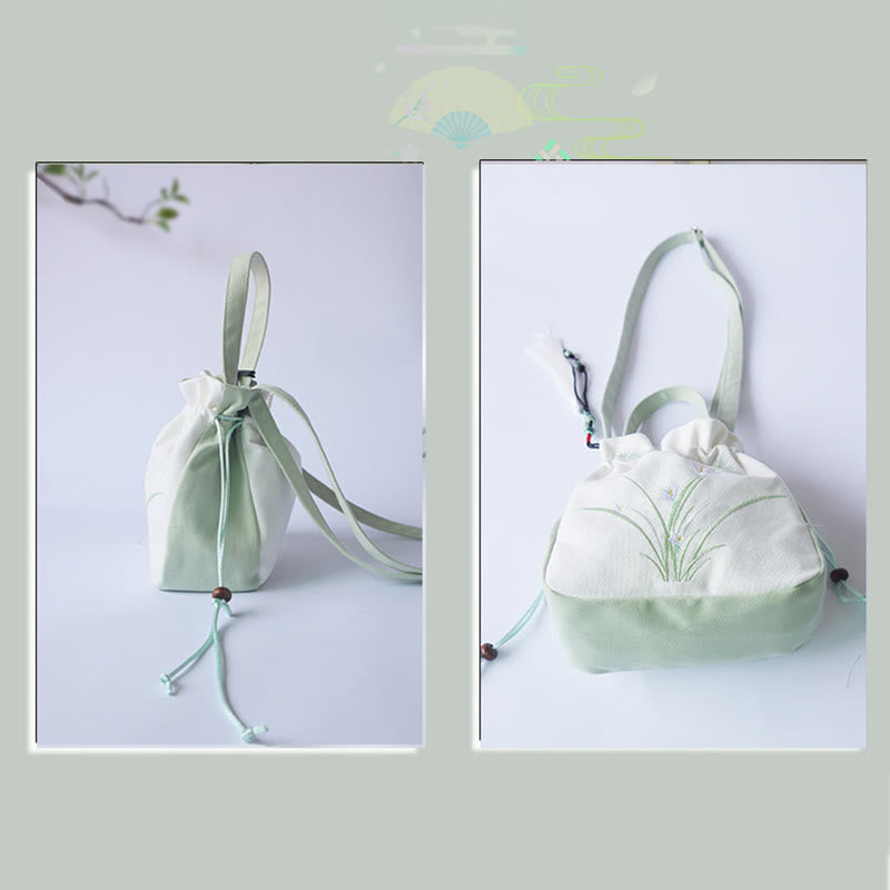 Buddha Stones Handmade Embroidered Flowers Canvas Tote Shoulder Bag Handbag - image 10