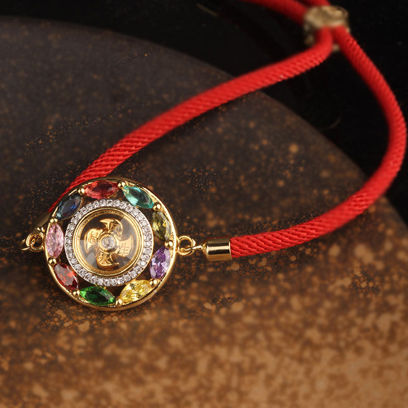 Buddha Stones Colorful Zircon Copper Wealth Luck Rotation Bracelet Necklace Pendant - image 9