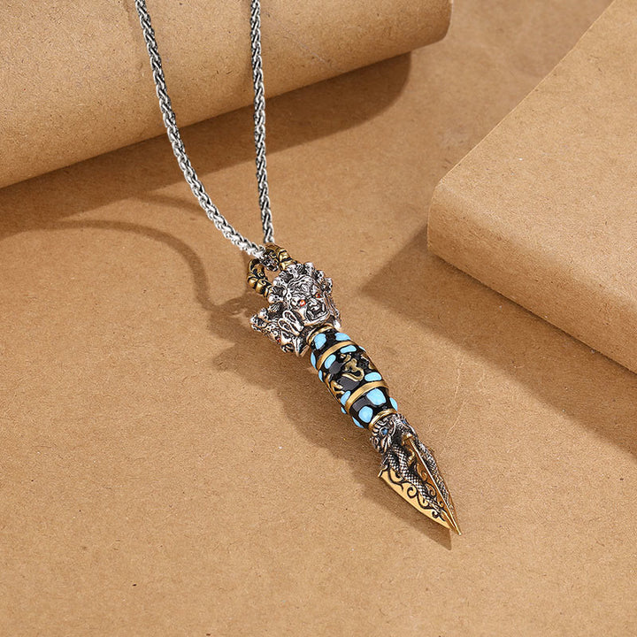 Buddha Stones Tibet Om Mani Padme Hum Dzi Bead Dorje Vajra Pattern Wealth Rotatable Necklace Pendant - image 8