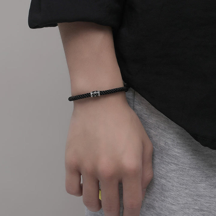 Buddha Stones 925 Sterling Silver Om Mani Padme Hum Peace Braided Bracelet - image 3