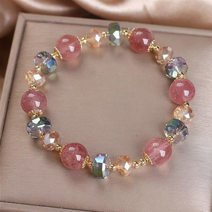 Buddha Stones Natural Strawberry Quartz Colorful Crystal Positive Bracelet - image 4