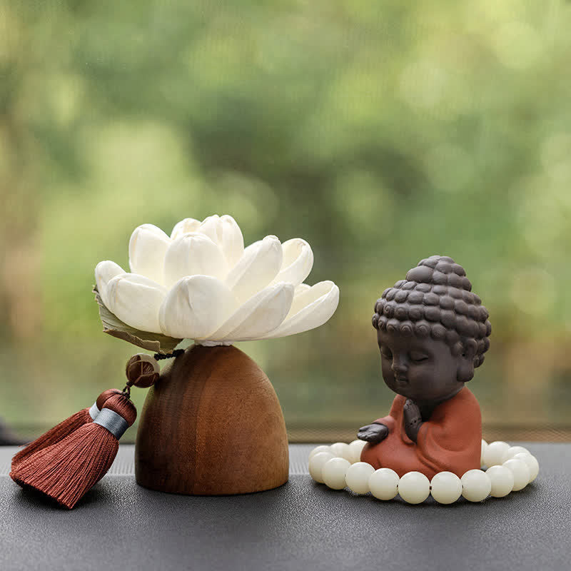 Black Peach Wood Buddha Flower Calm Cure Decorations - image 3