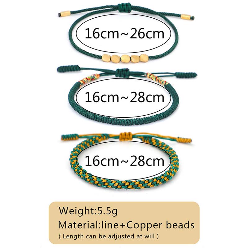 Buddha Stones 3 PCS Tibetan Copper Beads Healing Protection Luck Bracelet Set - image 13