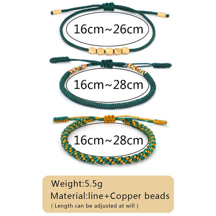 Buddha Stones 3 PCS Tibetan Copper Beads Healing Protection Luck Bracelet Set - image 13