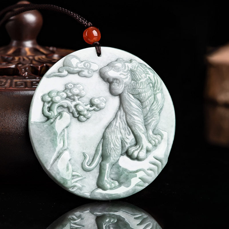 Buddha Stones Chinese Zodiac Tiger Jade Protection Necklace String Pendant - image 5