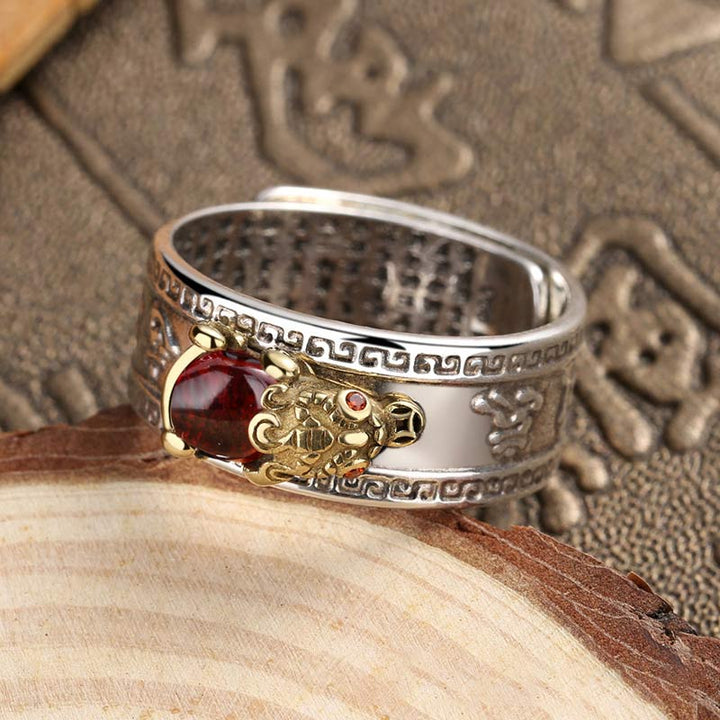 Buddha Stones Red Agate PiXiu Wealth Ring - image 3