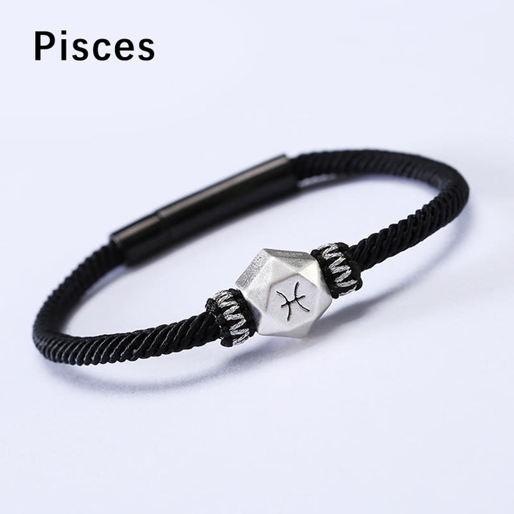 Buddha Stones 999 Sterling Silver 12 Constellations of the Zodiac Protection Handmade String Bracelet - Pisces - 19CM - image 20