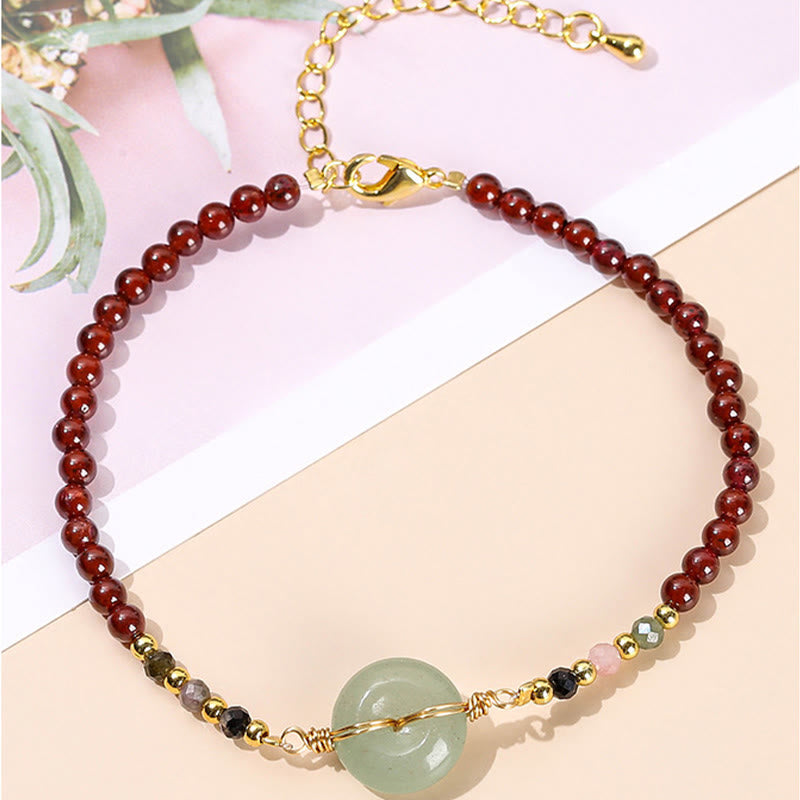 Buddha Stones Natural Garnet Peace Buckle Bead Calm Bracelet - image 6