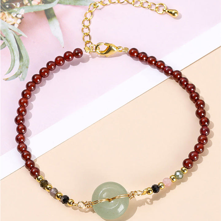 Buddha Stones Natural Garnet Peace Buckle Bead Calm Bracelet - image 6