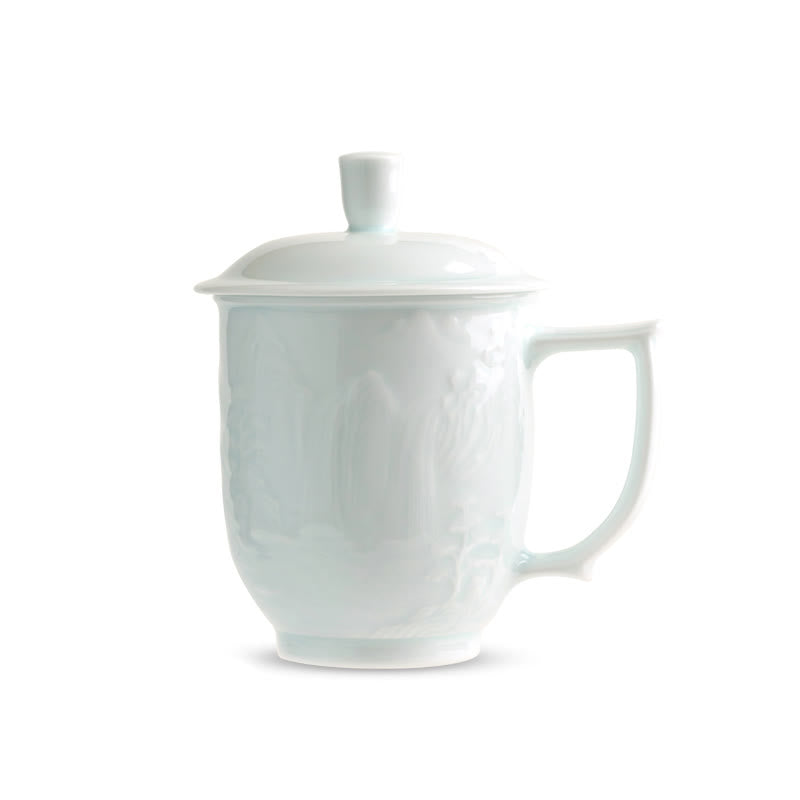 Buddha Stones Jingdezhen White Porcelain Handmade Great Wall Landscape Engraved Ceramic Teacup Office Mug Tea Cups - image 16