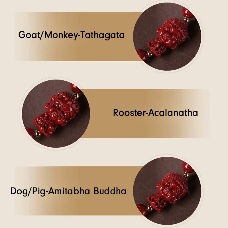 Buddha Stones Chinese Zodiac Natal Buddha Cinnabar Amulet Blessing String Bracelet - image 21
