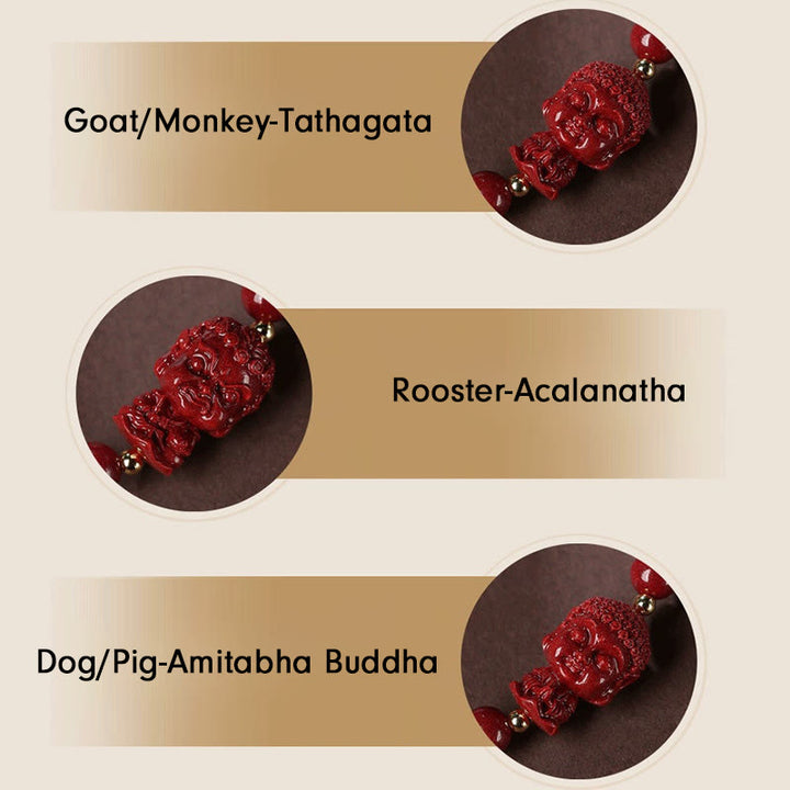 Buddha Stones Chinese Zodiac Natal Buddha Cinnabar Amulet Blessing String Bracelet - image 21