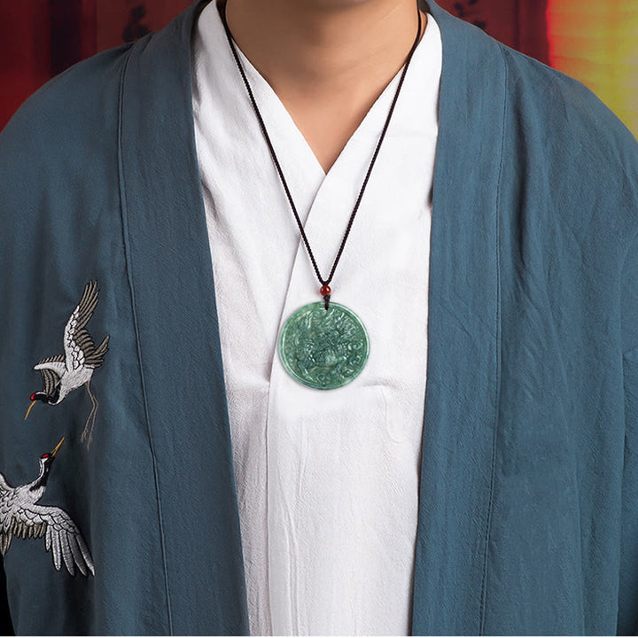 Buddha Stones Natural Jade Kirin Abundance String Necklace Pendant - image 9