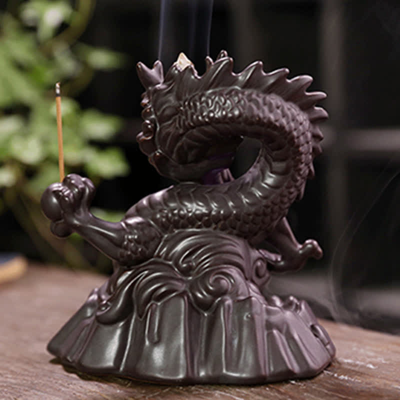 Buddha Stones Auspicious Dragon Ceramic Backflow Smoke Fountain Meditation Healing Incense Burner Led Ball Decoration - image 10