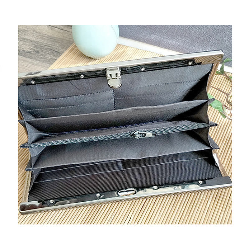 Buddha Stones Flower Plum Peach Blossom Bamboo Double-sided Embroidery Large Capacity Cash Holder Wallet Shopping Purse - image 11