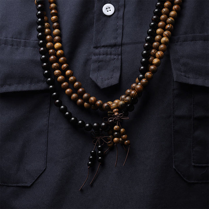 Buddha Stones 108 Mala Beads Bracelet Prayer Meditation Sandalwood Elastic - image 4