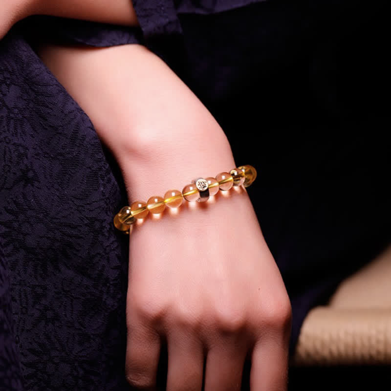 Buddha Stones 925 Sterling Silver Chinese Zodiac Natal Buddha Citrine Protection Bracelet - image 7