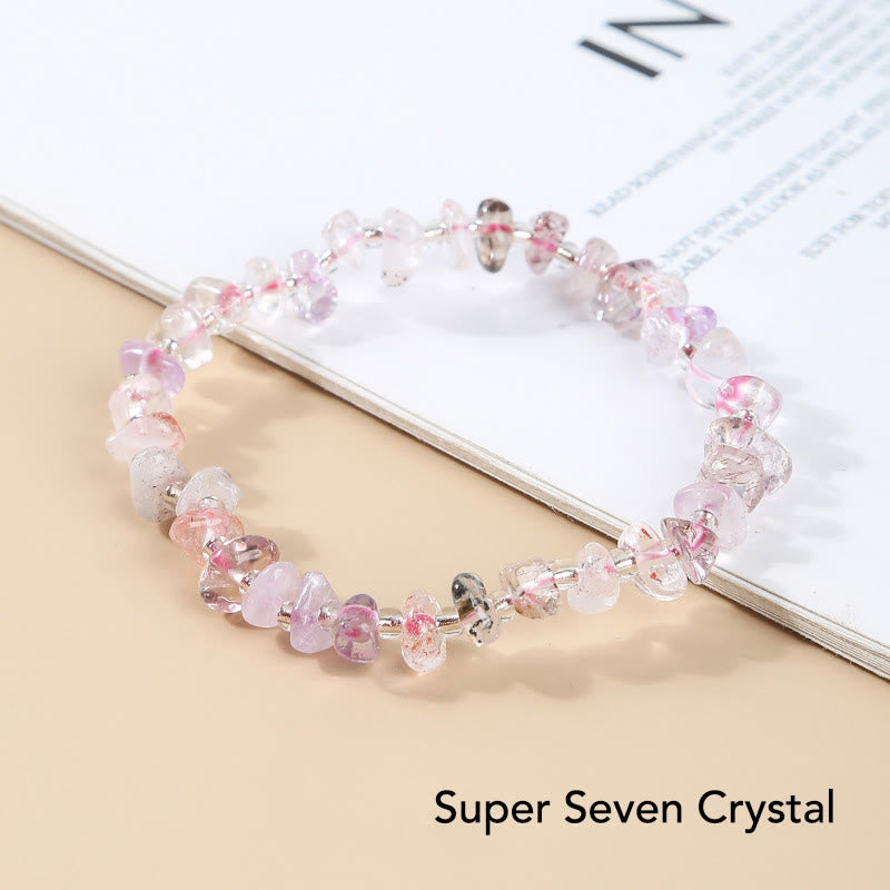 Buddha Stones Natural Irregular Shape Stone Crystal Meditation Balance Bracelet - Super Seven Crystal - image 8
