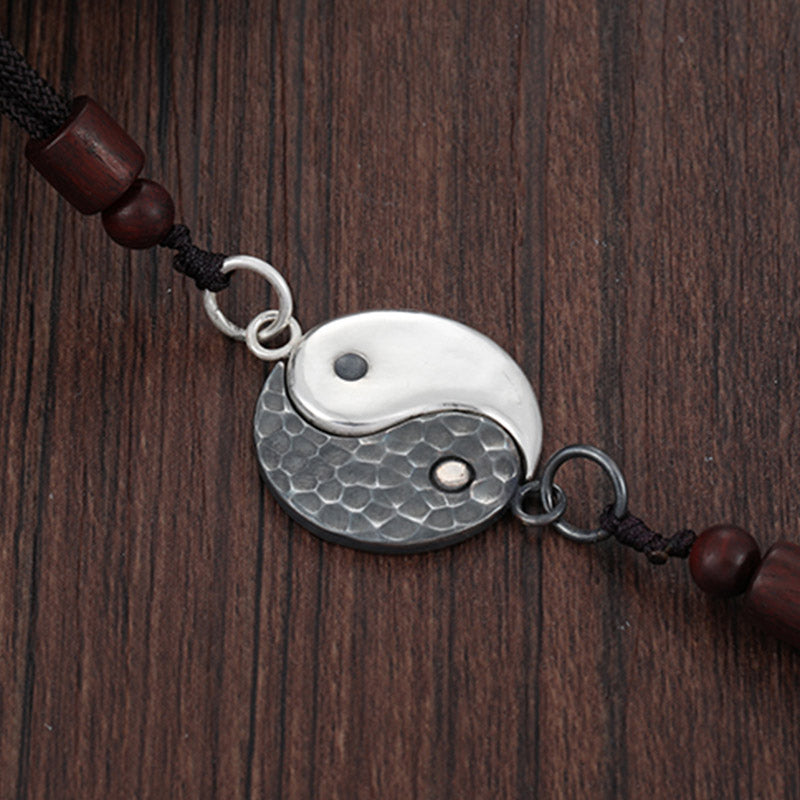 Buddha Stones 990 Sterling Silver Yin Yang Balance Harmony Necklace Pendant - image 0