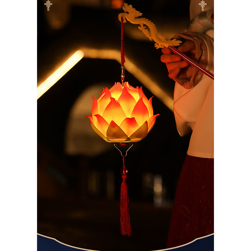 Buddha Stones DIY Lotus Flower Dragon Lantern Tassel Lamp Decoration - image 22