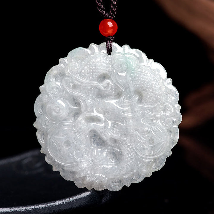 Buddha Stones White Jade Dragon Protection Necklace String Pendant - image 5