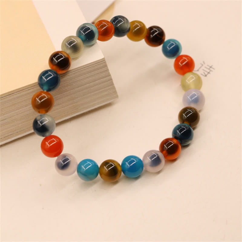 Buddha Stones Colorful Candy Agate Healing Strength Bead Bracelet - image 12