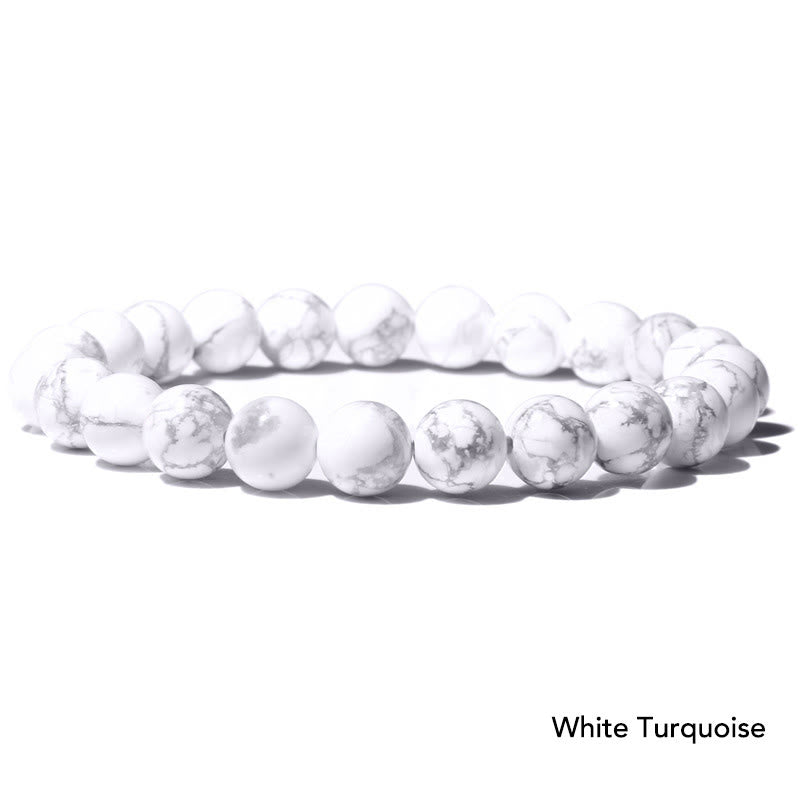 Natural Agate Stone Crystal Balance Beaded Bracelet - White Turquoise - image 31