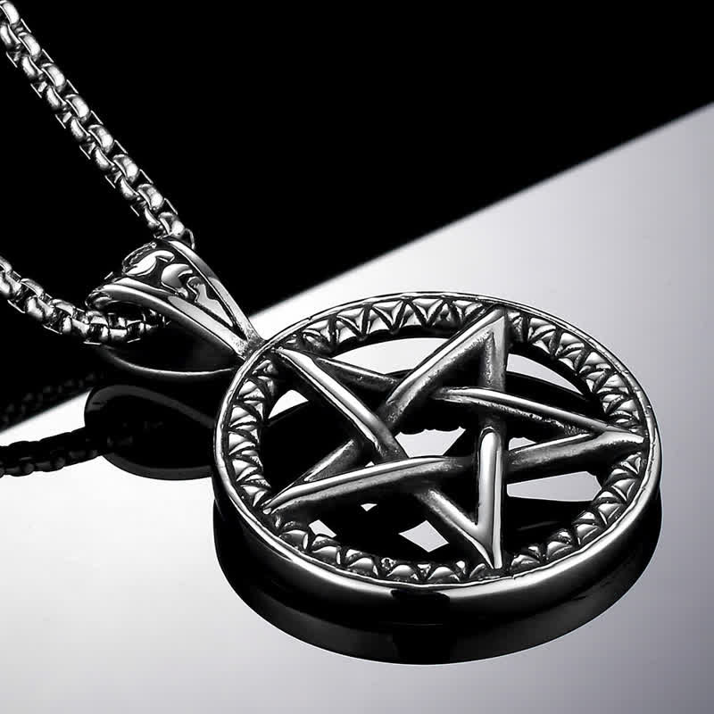 Pentagram Titanium Steel Balance Necklace Pendant - image 4