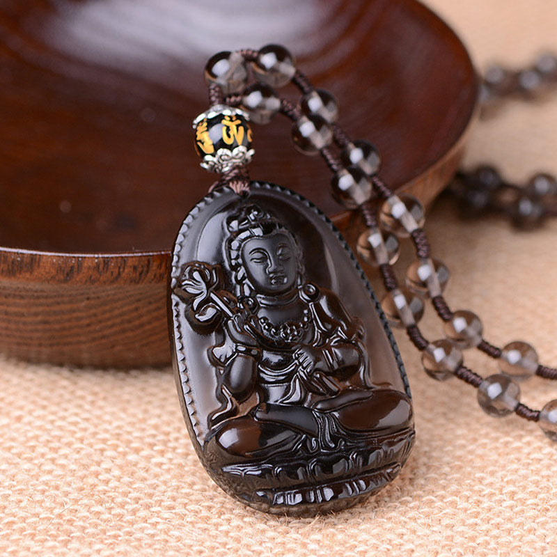 Buddha Stones Chinese Zodiac Obsidian Protection Necklace - L-Horse - image 5
