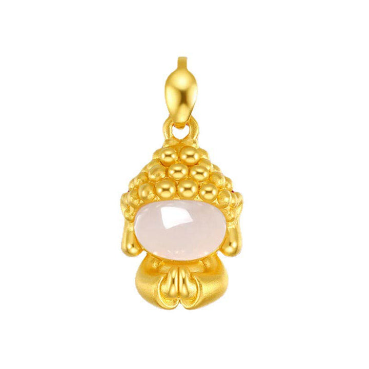 Buddha Stones White Jade Buddha Success Pendant Necklace - image 2