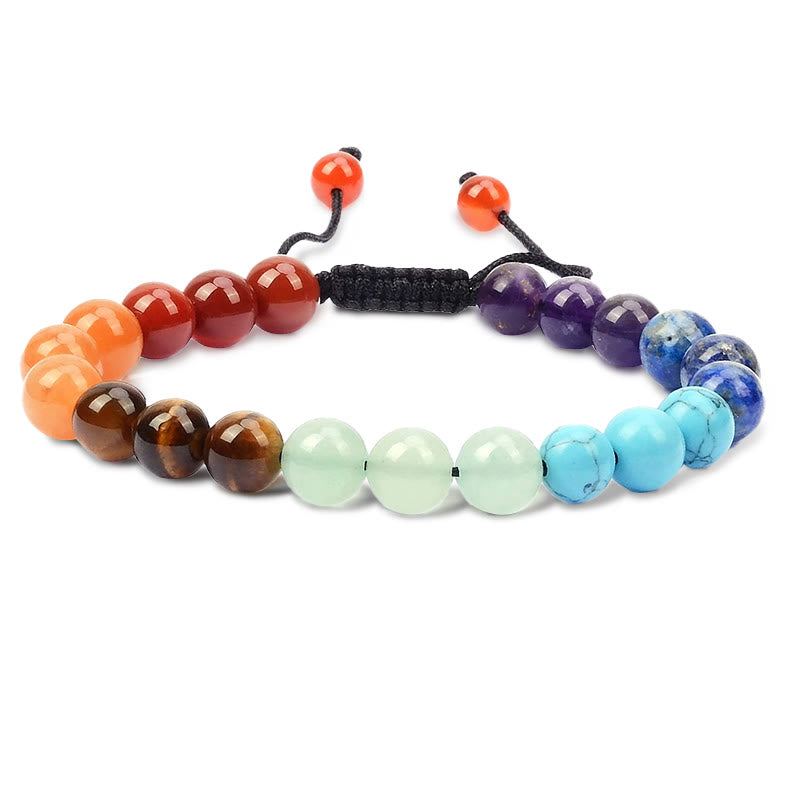 Buddha Stones Natural Healing Power Gemstone Crystal Beads Unisex Adjustable Macrame Bracelet - 7-Chakra Beads - image 2