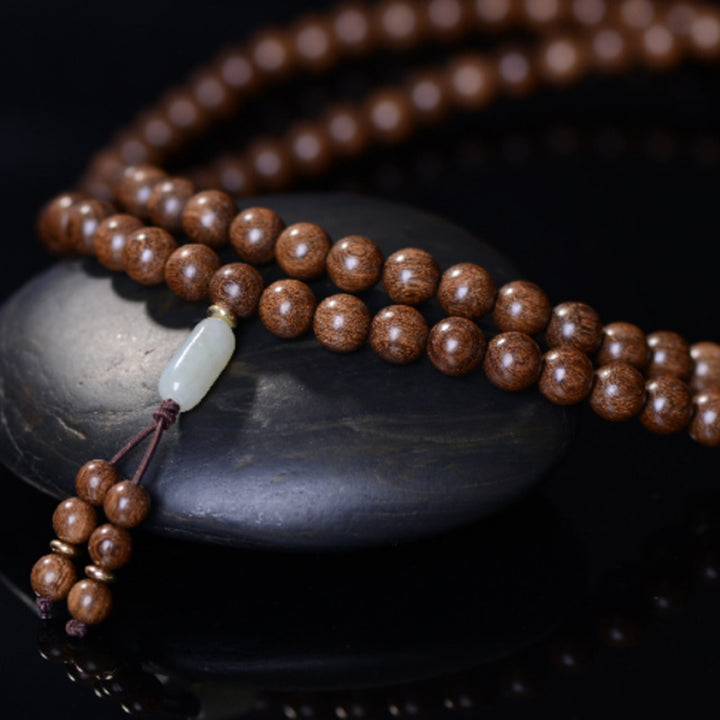 Buddha Stones 108 Mala Beads Rosewood Jade Calm Bracelet - image 9