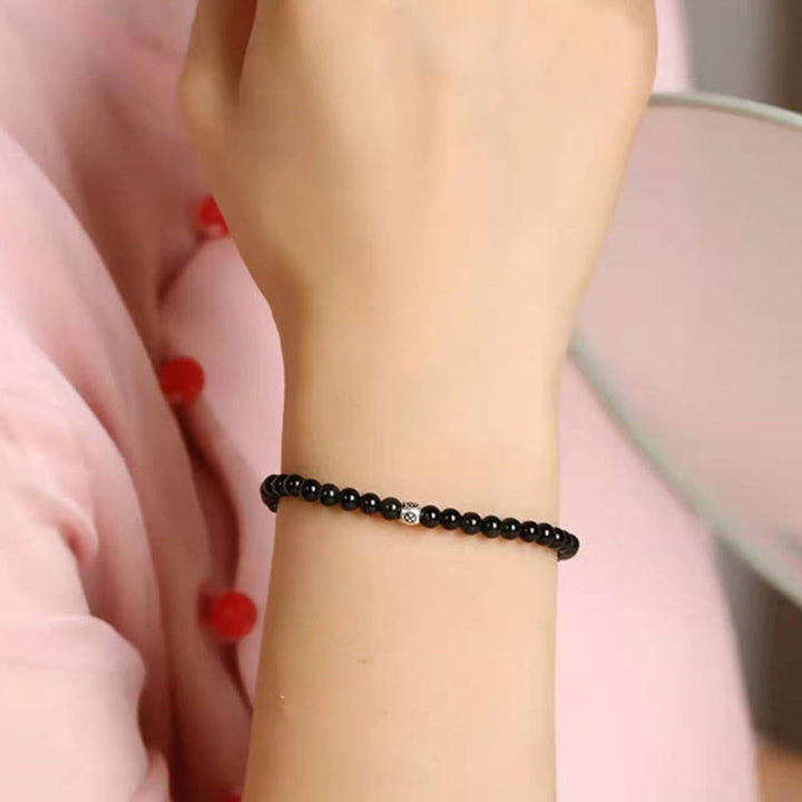 Buddha Stones Natural Black Obsidian Smoky Quartz Purification Strength Bracelet - image 8