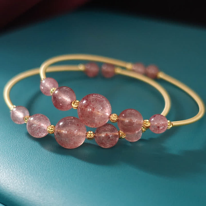 Buddha Stones Natural Strawberry Quartz Love Healing Bracelet Bangle - Strawberry Quartz - image 0