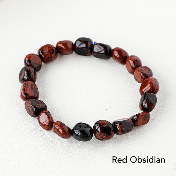 Natural Irregular Shape Crystal Stone Spiritual Awareness Bracelet - Red Obsidian - image 27