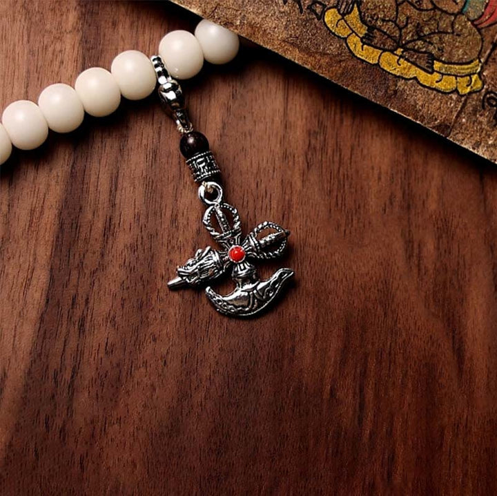 Buddha Stones Tibet 108 Mala Beads Bodhi Seed Bagua Vajra Dzi Bead Gray Agate Wealth Bracelet - image 3