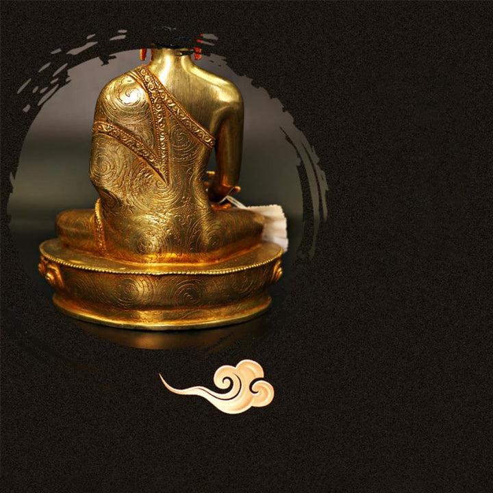 Buddha Stones Buddha Shakyamuni Medicine Buddha Compassion Copper Gold Plated Statue Decoration - image 12
