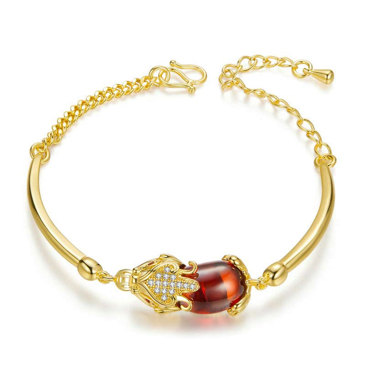 FengShui Golden Red Agate PiXiu Wealth Luck Bracelet - image 0