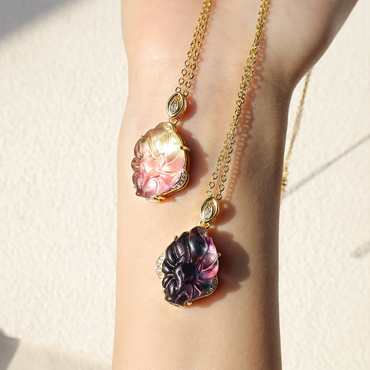 Buddha Stones Natural Colorful Fluorite Nine Tailed Fox Protection Necklace Pendant - image 9