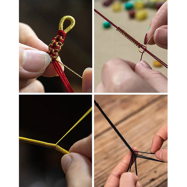 Buddha Stones Handmade True Love Knot Peach Blossom Charm Luck Rope Bracelet - image 17