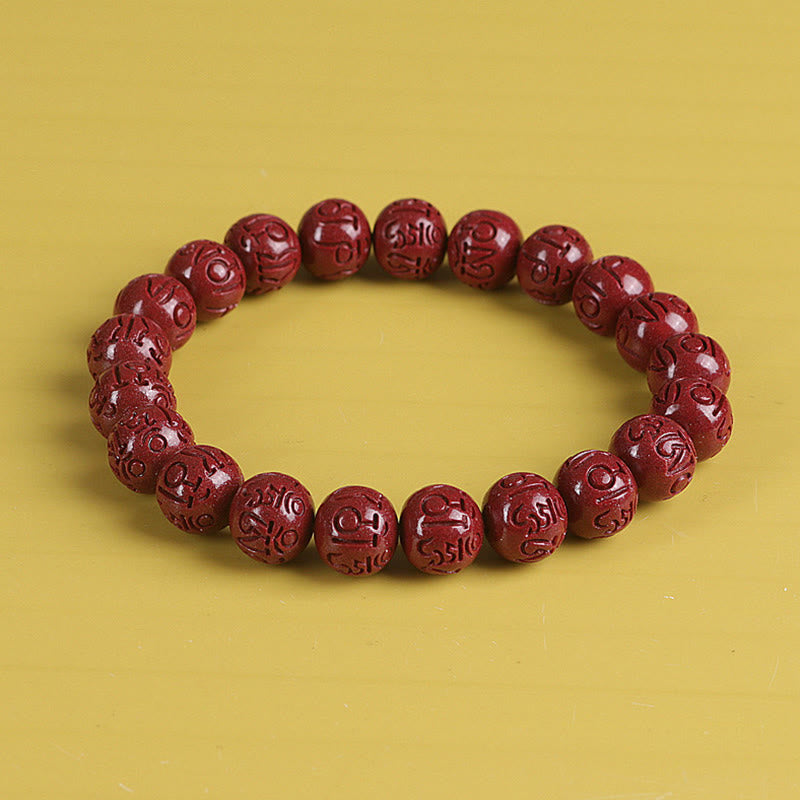 Buddha Stones Natural Double PiXiu Cinnabar Om Mani Padme Hum Wealth Luck Bead Bracelet - Om Mani Padme Hum - 10mm - image 14
