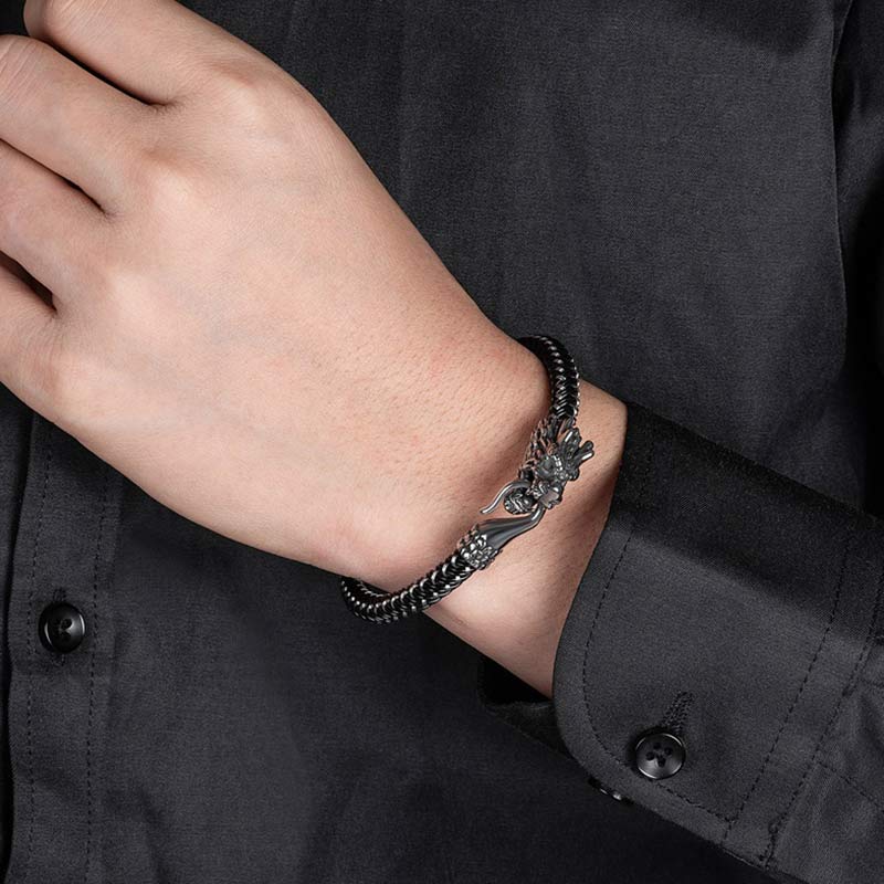 Buddha Stones Dragon Titanium Steel Protection Luck Bracelet - image 2