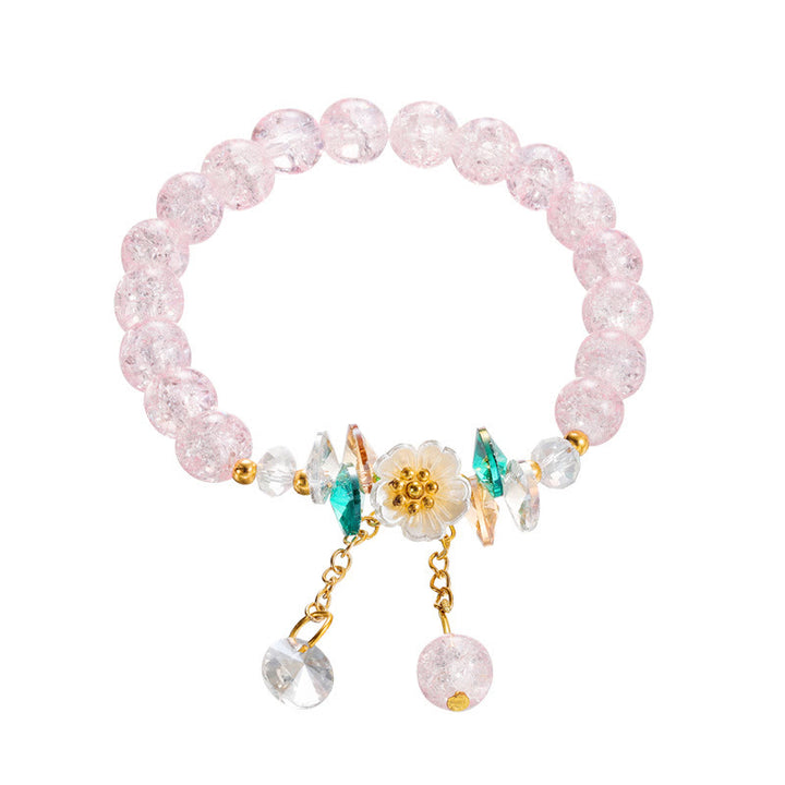 Buddha Stones Simple Design Flower Charm Glass Bead Bracelet - Pink - image 10