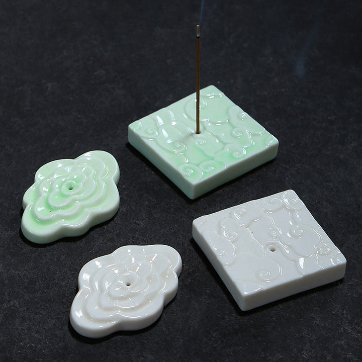 Buddha Stones Mini Auspicious Clouds Design Healing Stick Ceramic Small Incense Burner Decoration - image 1
