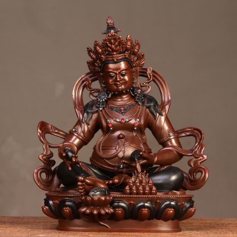 Buddha Stones Yellow Jambhala Bodhisattva Figurine Compassion Copper Statue Home Office Decoration - image 2